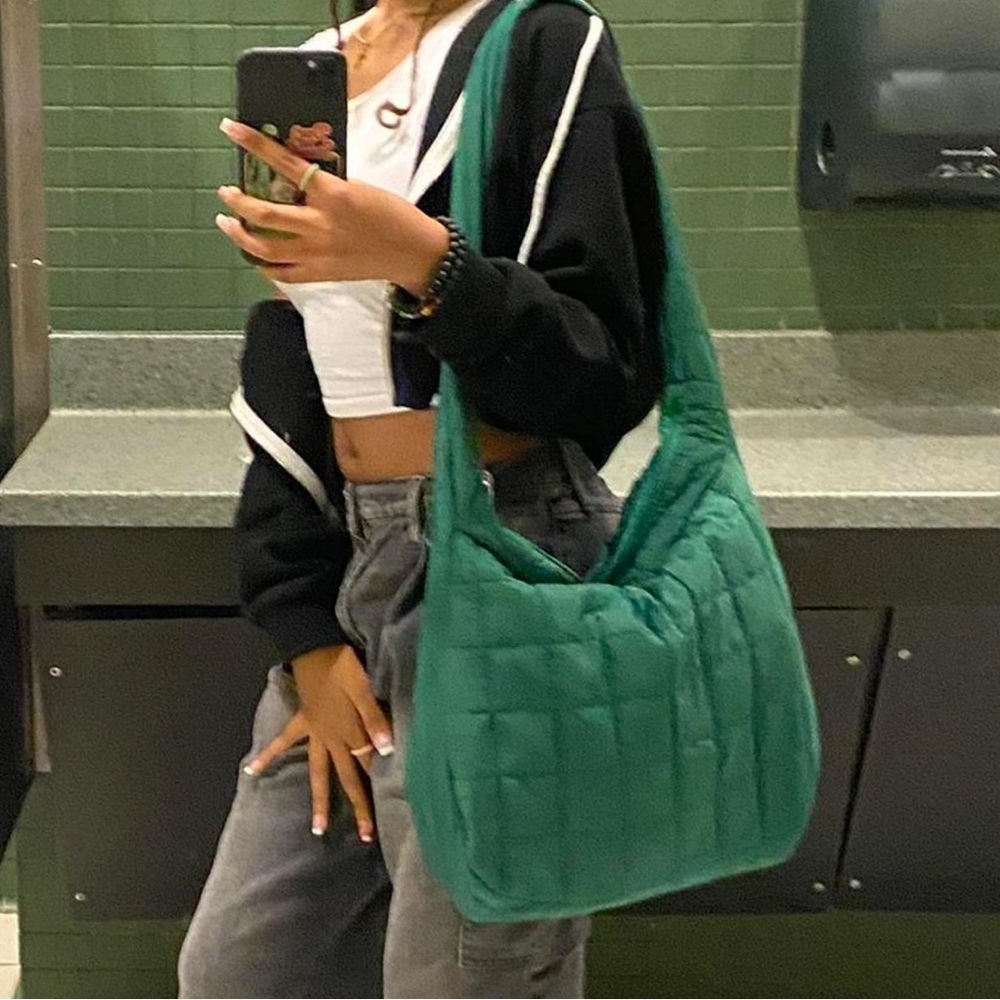 Green Quilted Tote Bag